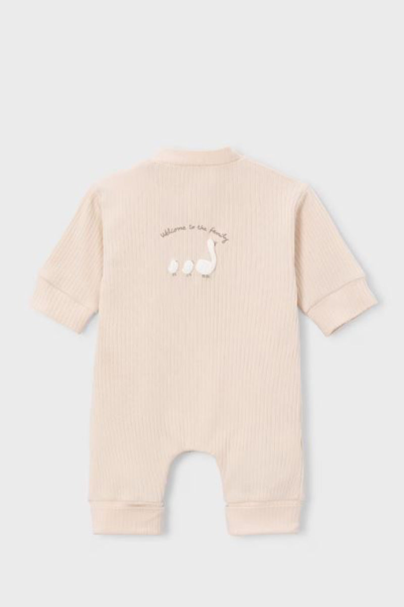 LONG ONESIE senza piedini BABY ROSE, retro con stampa animaletto e fascia al fondo