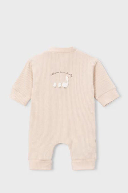 LONG ONESIE senza piedini BABY ROSE, retro con stampa animaletto e fascia al fondo