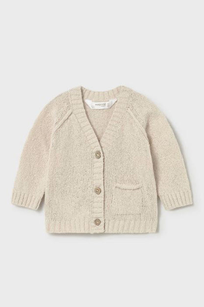 Knit cardigan in wheat front view