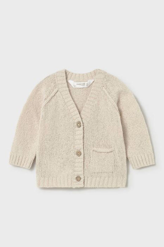 Knit cardigan in wheat front view