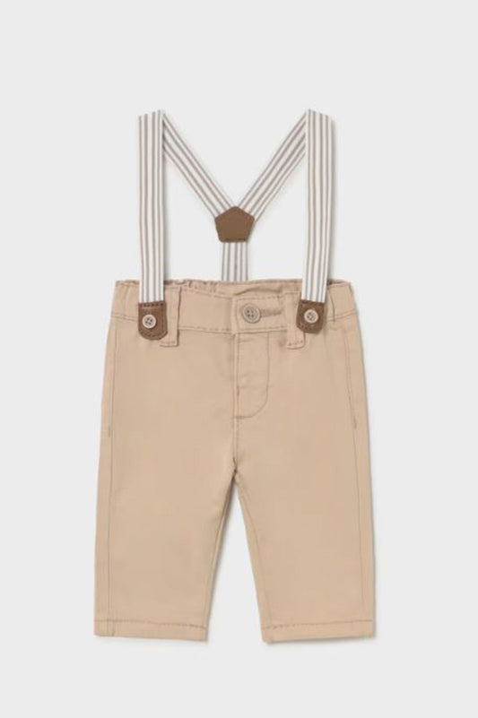Pants with suspenders in dune front view