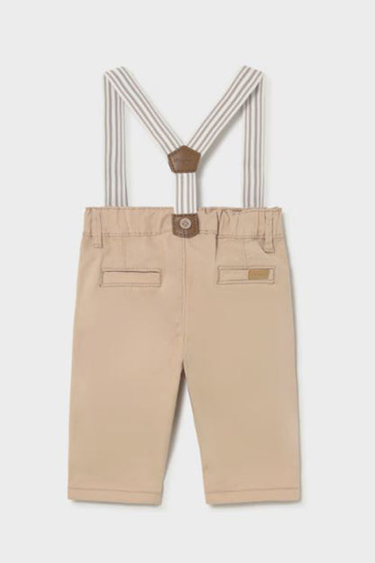 Pants with suspenders in dune back view