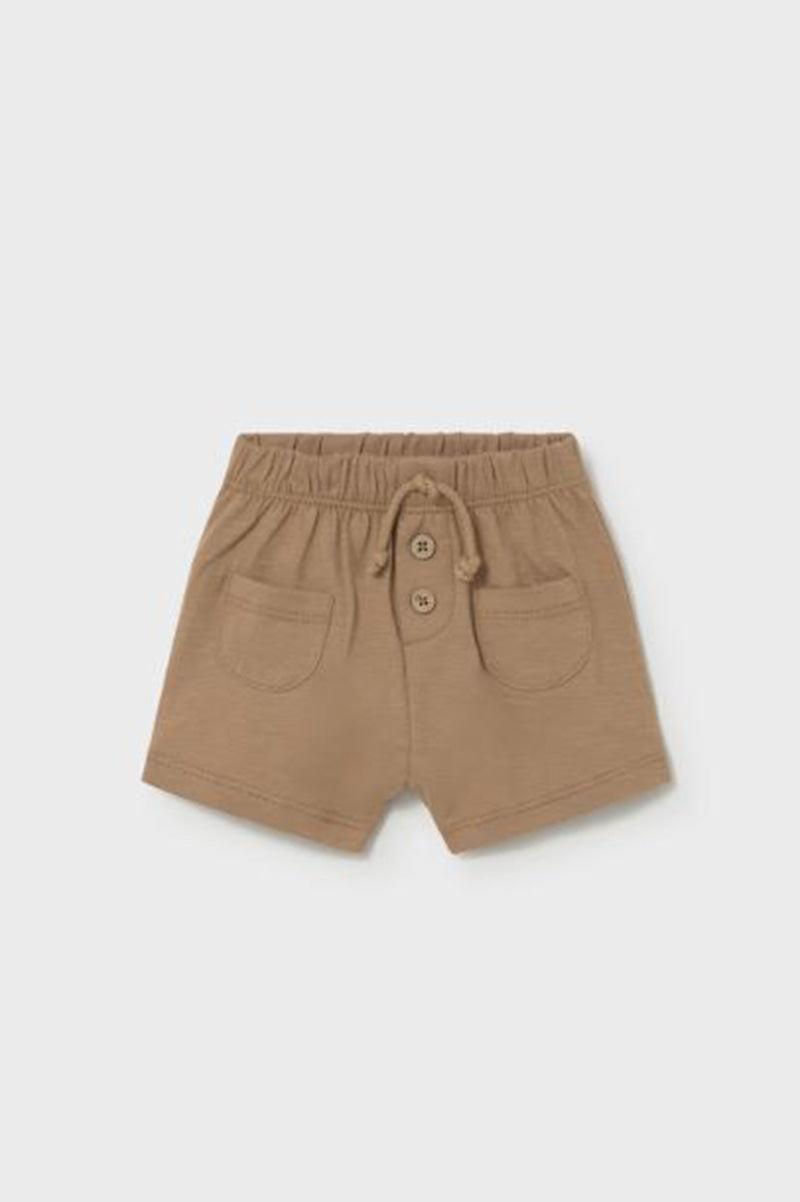 Shorts with drawstring in cocoa front view