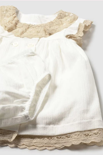 Dress with bloomers in cream wheat detail view