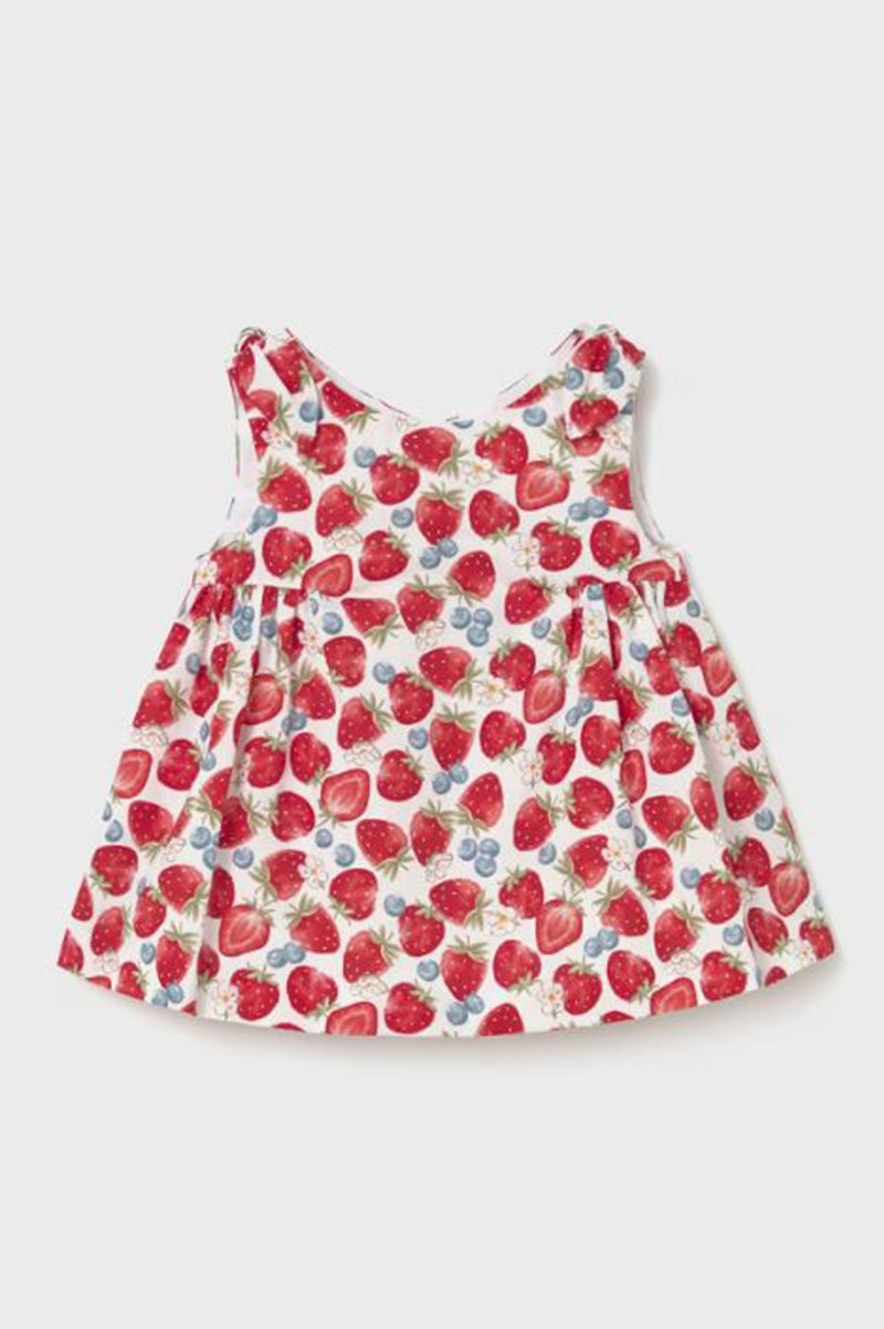 Printed dress in red strawberry front front view
