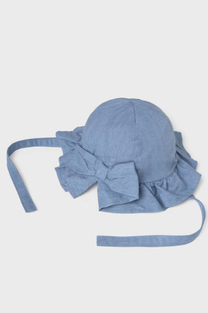 Bow hat with tie in denim