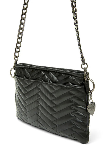 Almost famous crossbody or clutch in pearl black back view