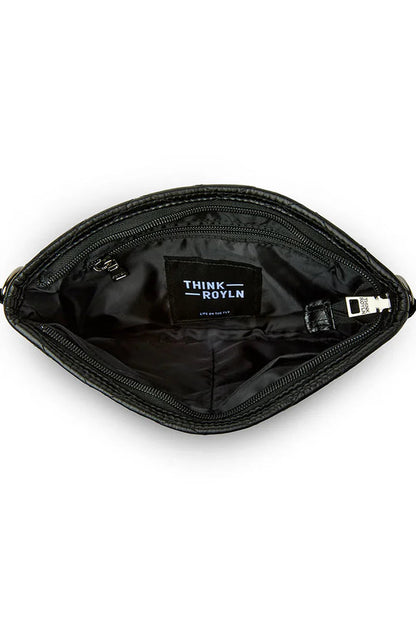 Almost famous crossbody or clutch in pearl black inside view