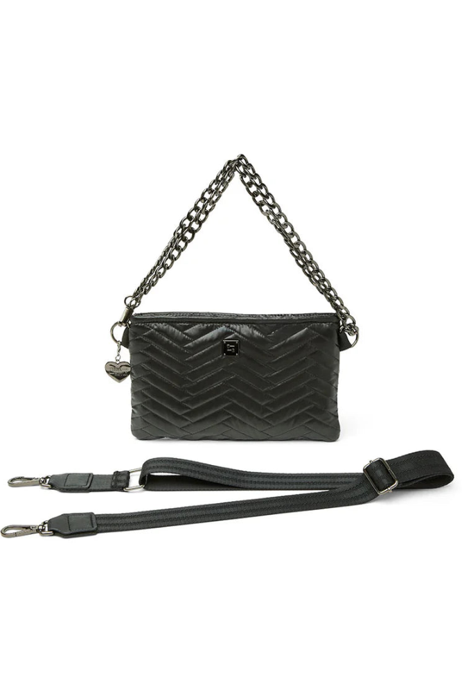 Almost famous crossbody or clutch in pearl black multi strap view