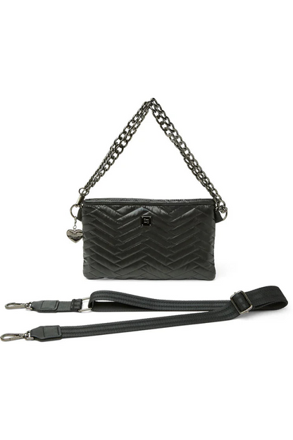Almost famous crossbody or clutch in pearl black multi strap view