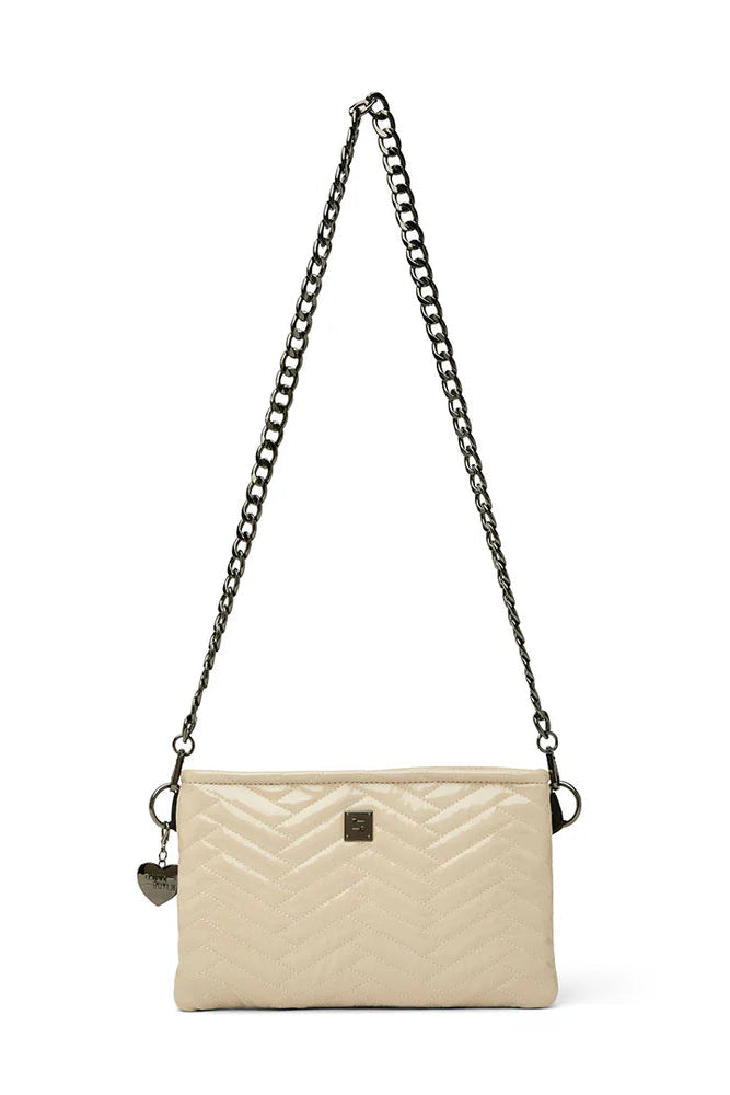 Almost famous crossbody or clutch in pearl black front view