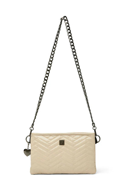 Almost famous crossbody or clutch in pearl black front view