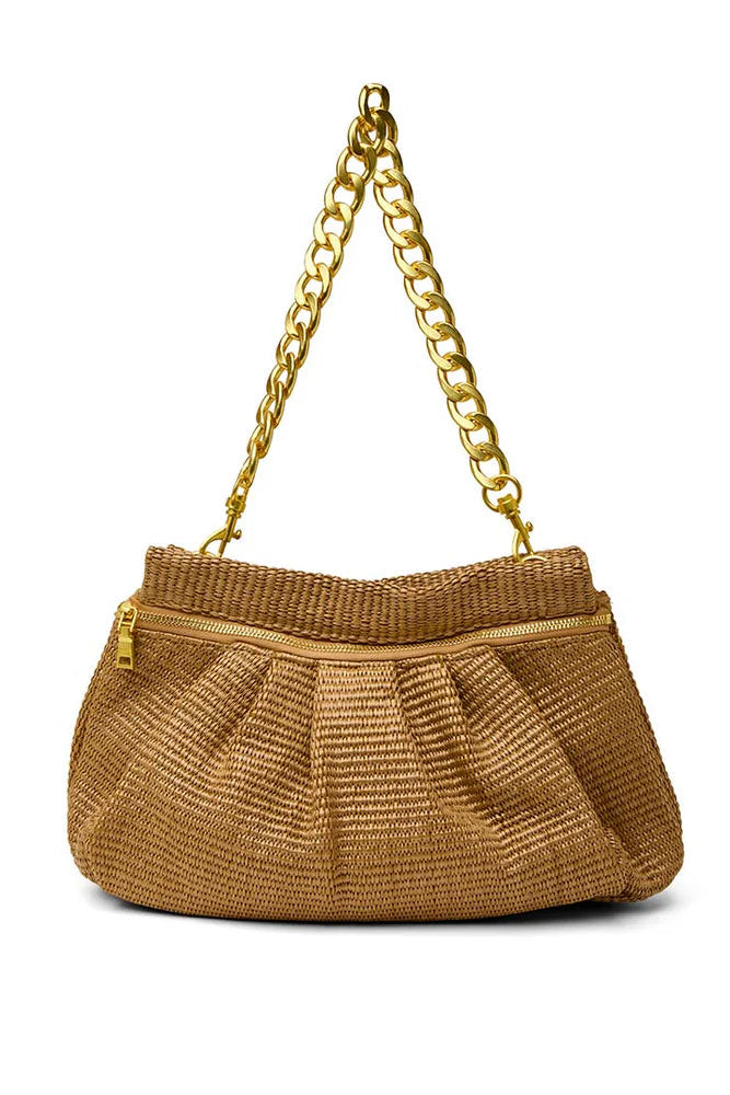 Dynasty handbag in sand dune raffia back view