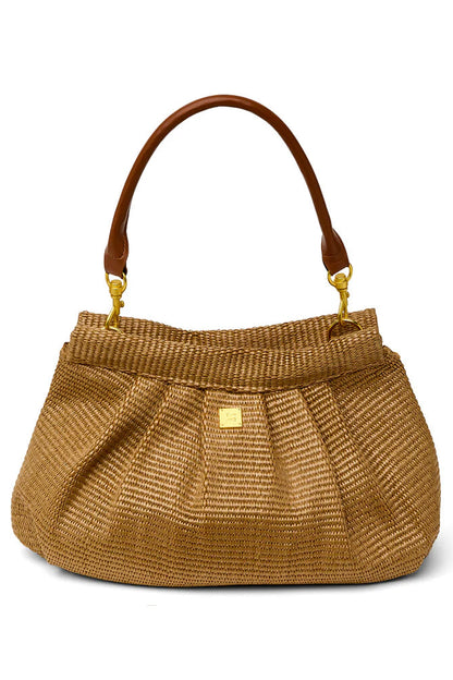 Dynasty handbag in sand dune raffia front view