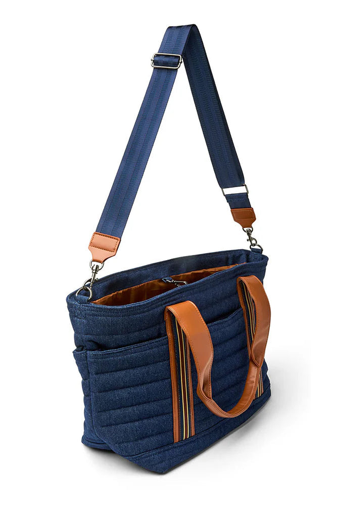 Journey Maxi tote in dark denim overall view