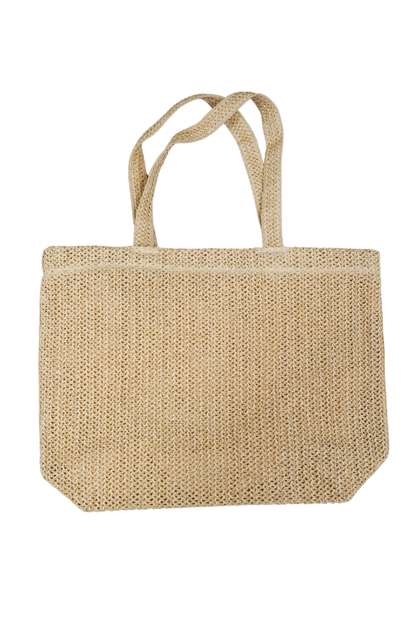 CROCHET STRAW BAG IN BEIGE FRONT VIEW