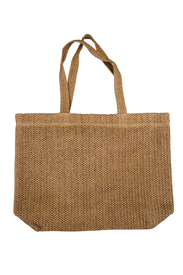 CROCHET STRAW BAG IN TAUPE FRONT VIEW