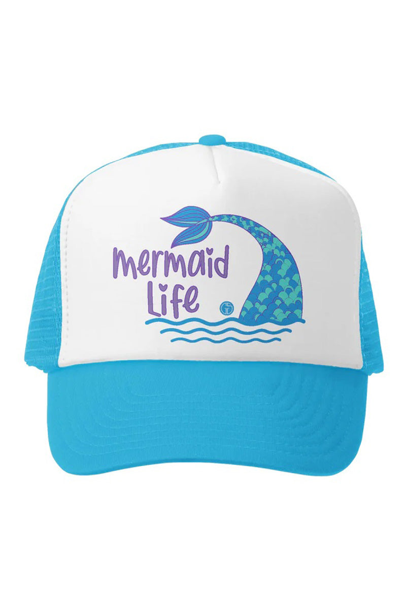 Mermaid life trucker hat in aqua white