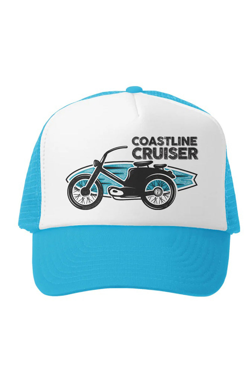 Coastline cruiser trucker hat in aqua white