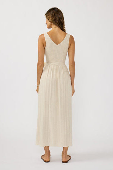 Back of vneck midi dress in natural 