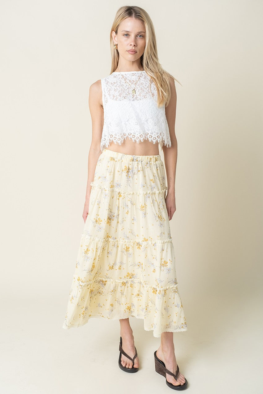 Floral maxi skirt in butter style view