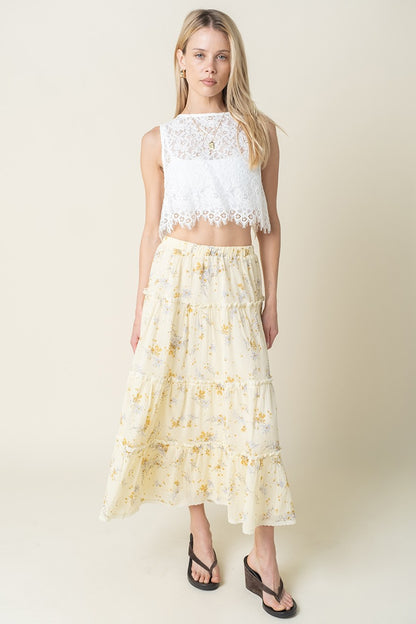 Floral maxi skirt in butter style view
