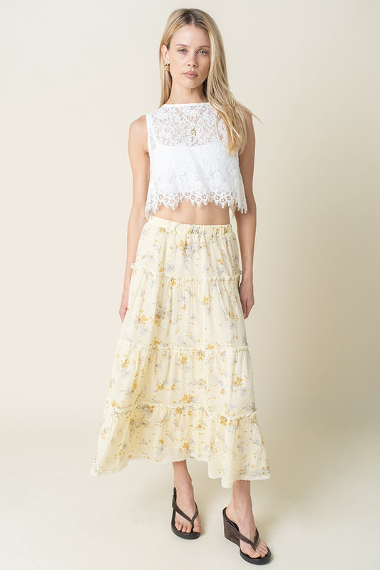 Floral maxi skirt in butter style view