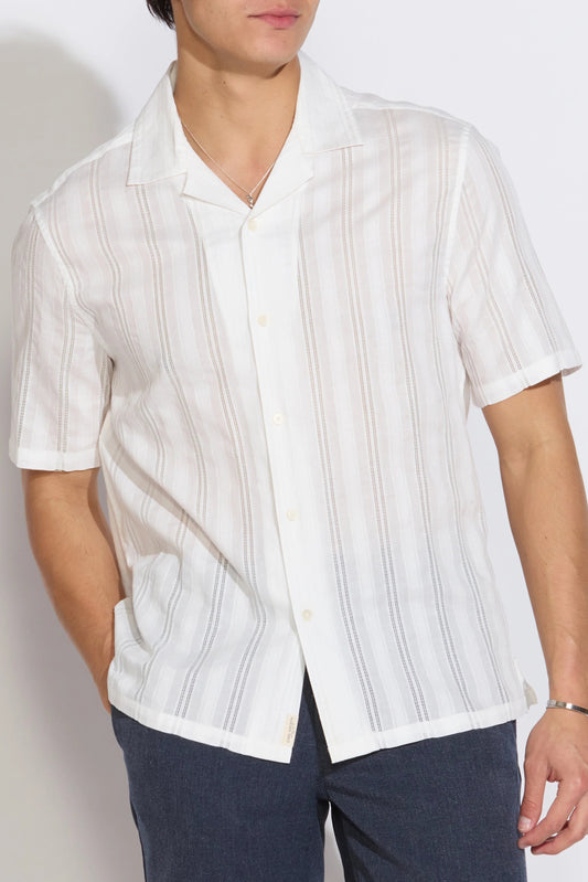 Emilio short sleeve woven shirt in white front view