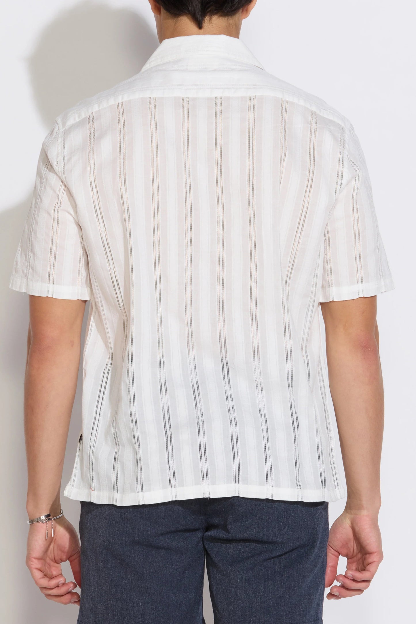 Emilio short sleeve woven shirt in white back view