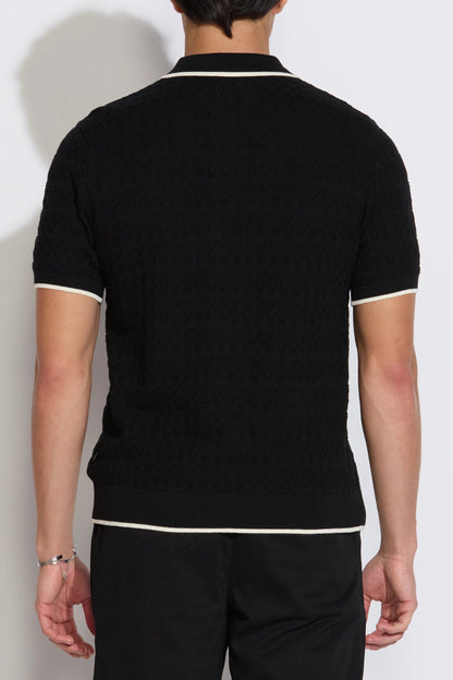 Kalino sweater polo in black back front view