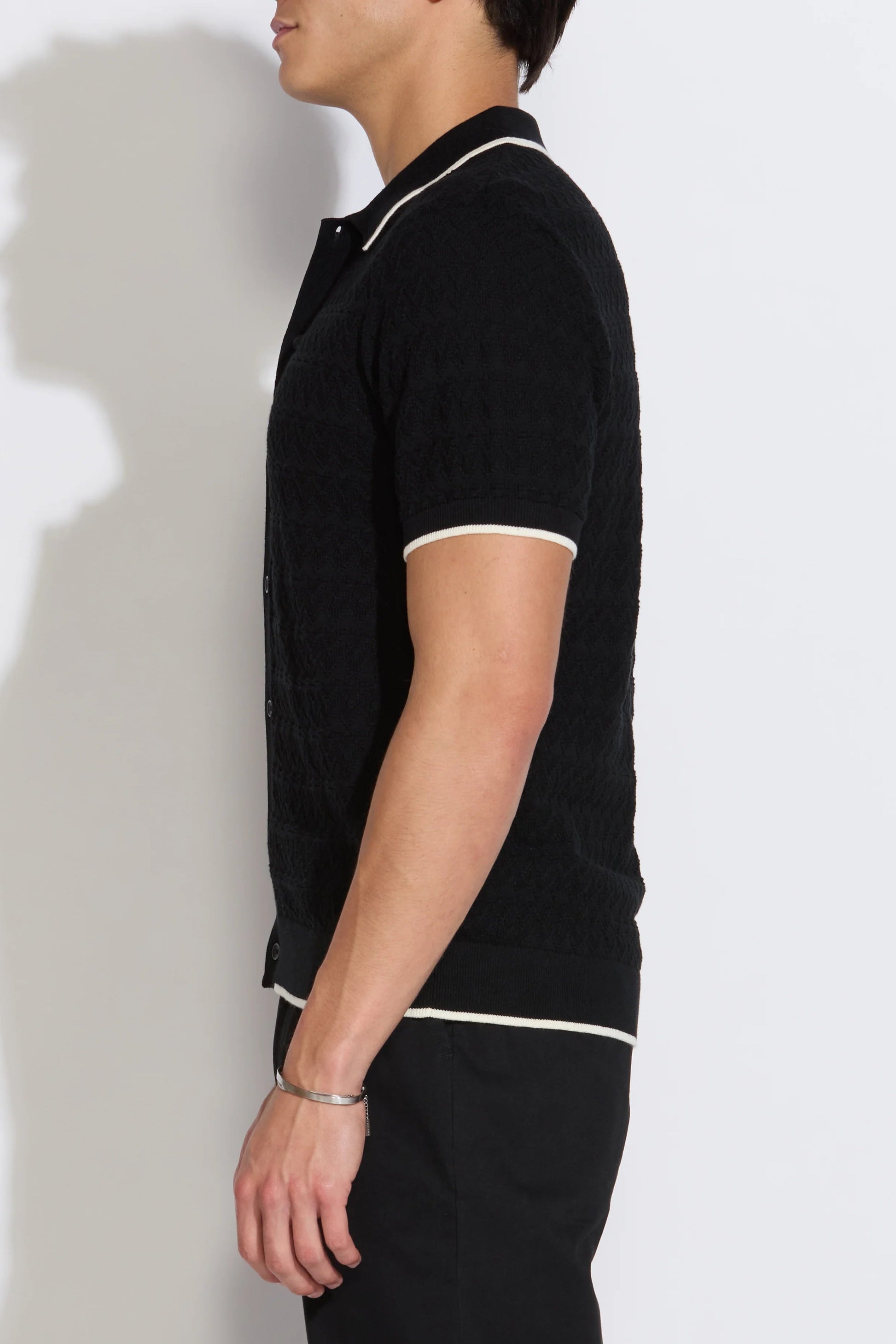 Kalino sweater polo in black side view