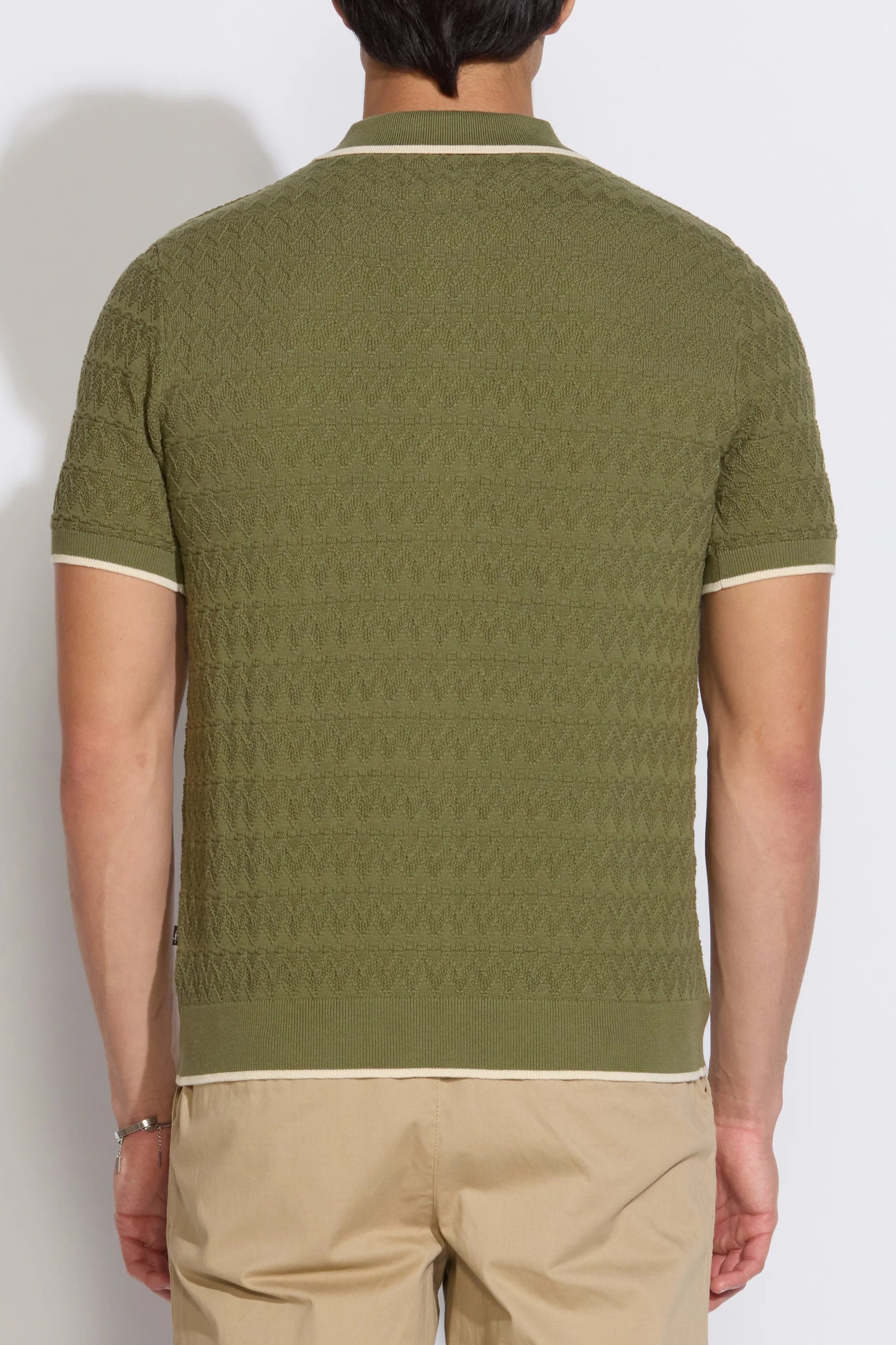 Kalino sweater polo in light olive back  view