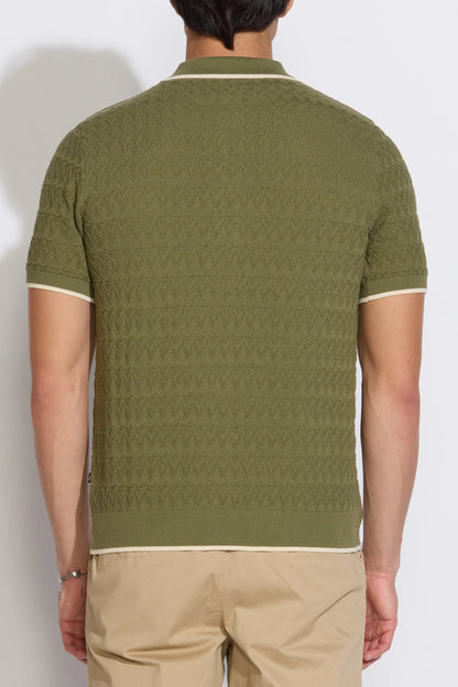 Kalino sweater polo in light olive back  view