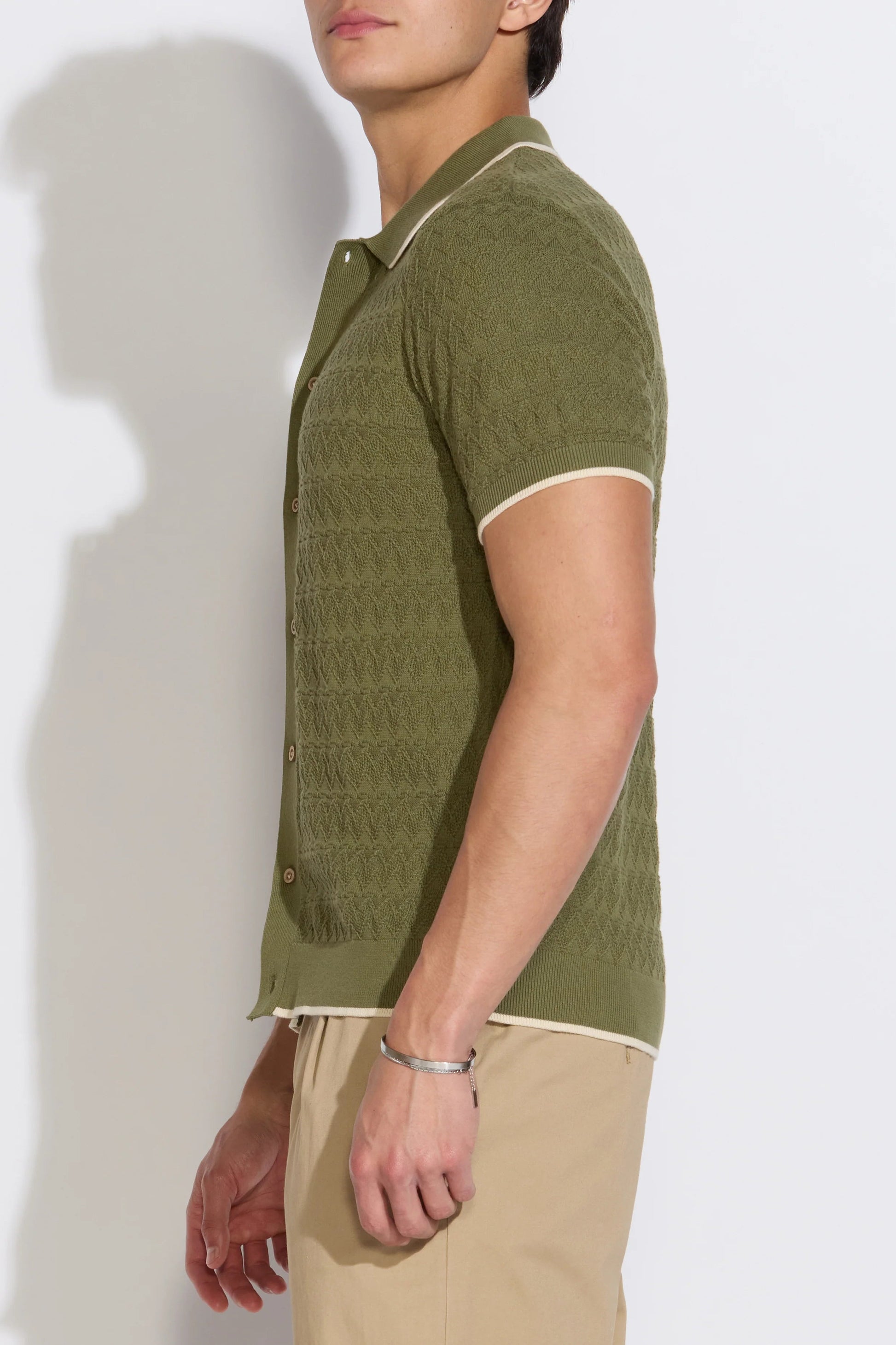 Kalino sweater polo in light olive side view
