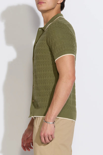 Kalino sweater polo in light olive side view