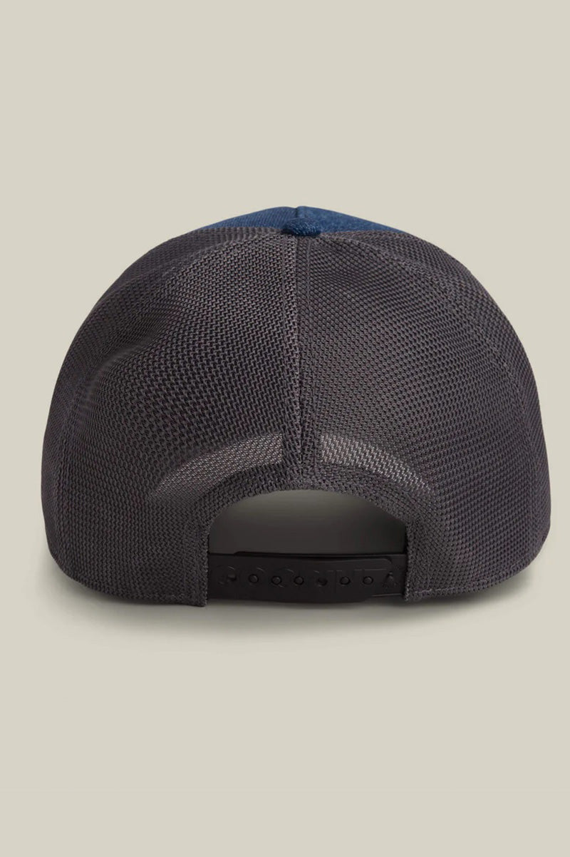 Hound dawg trucker in blue denim back view