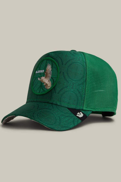 Religious blessed trucker in envy side view