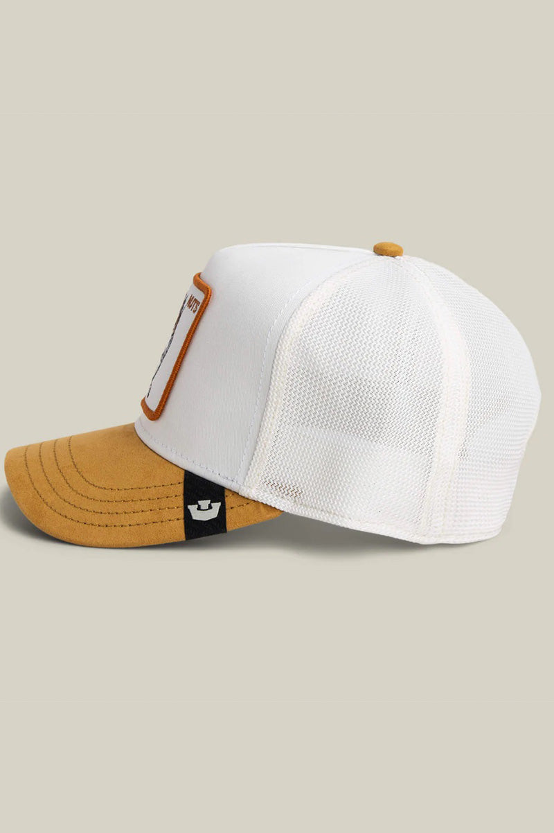 Suede Squirrel trucker in dust amber side view