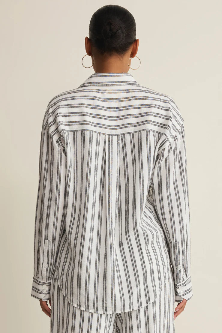 The prefect striped button up in white back view