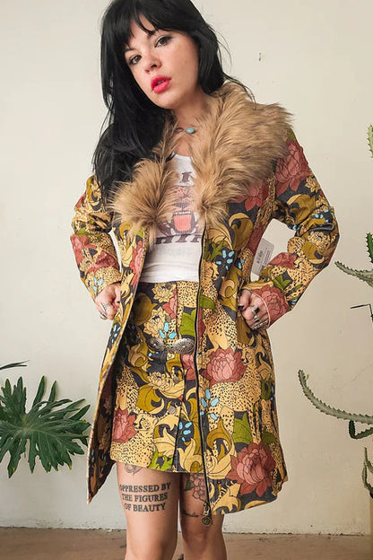 Corduroy Midi jacket in wild child floral front view