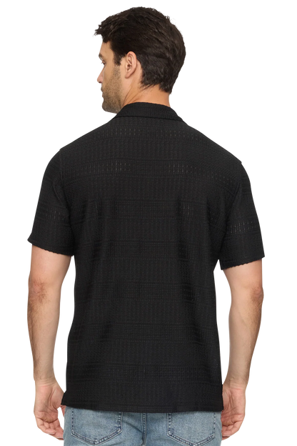 Gardiner short sleeve textured shirt in black back view