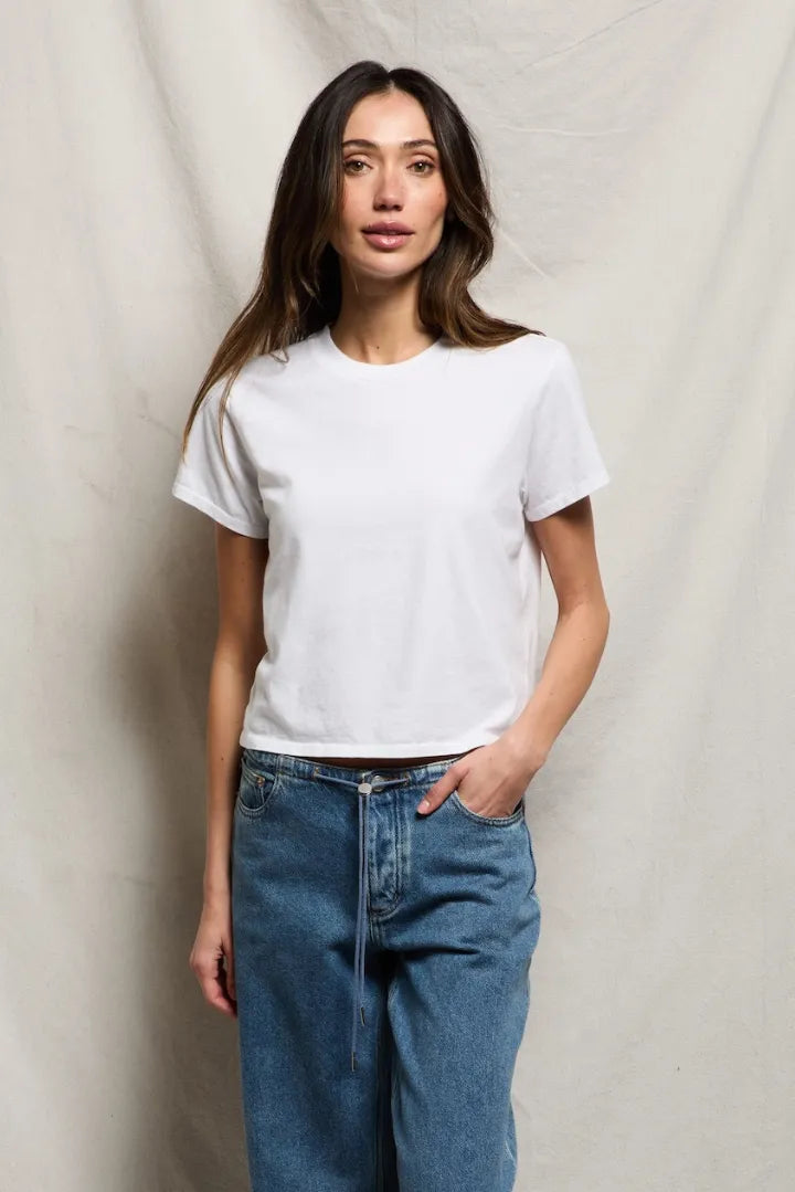 SPRINGSTEEN RINGSPUN TEE in white, short-sleeve crewneck