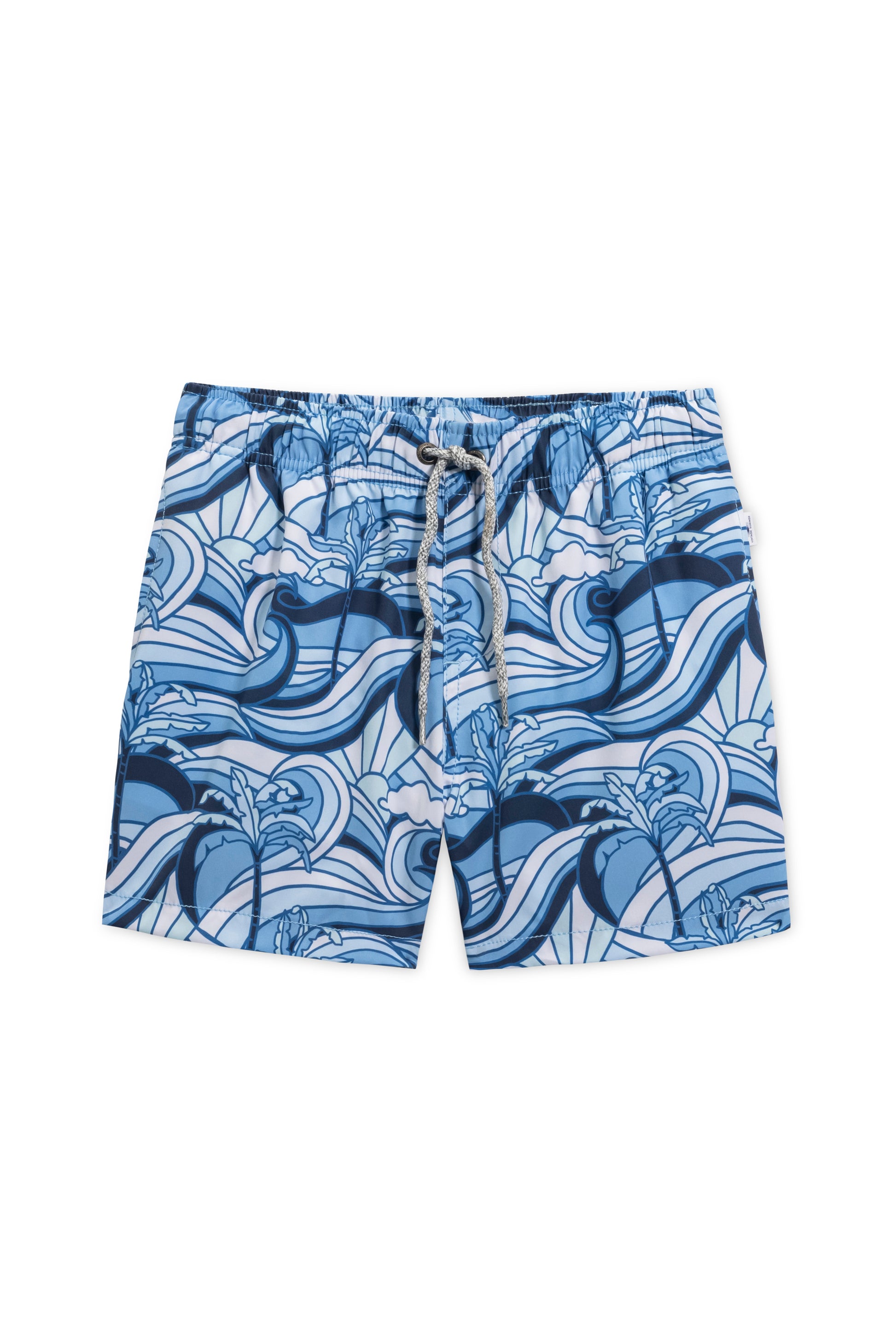 Boys vintage stretch swim short in navy wave front view