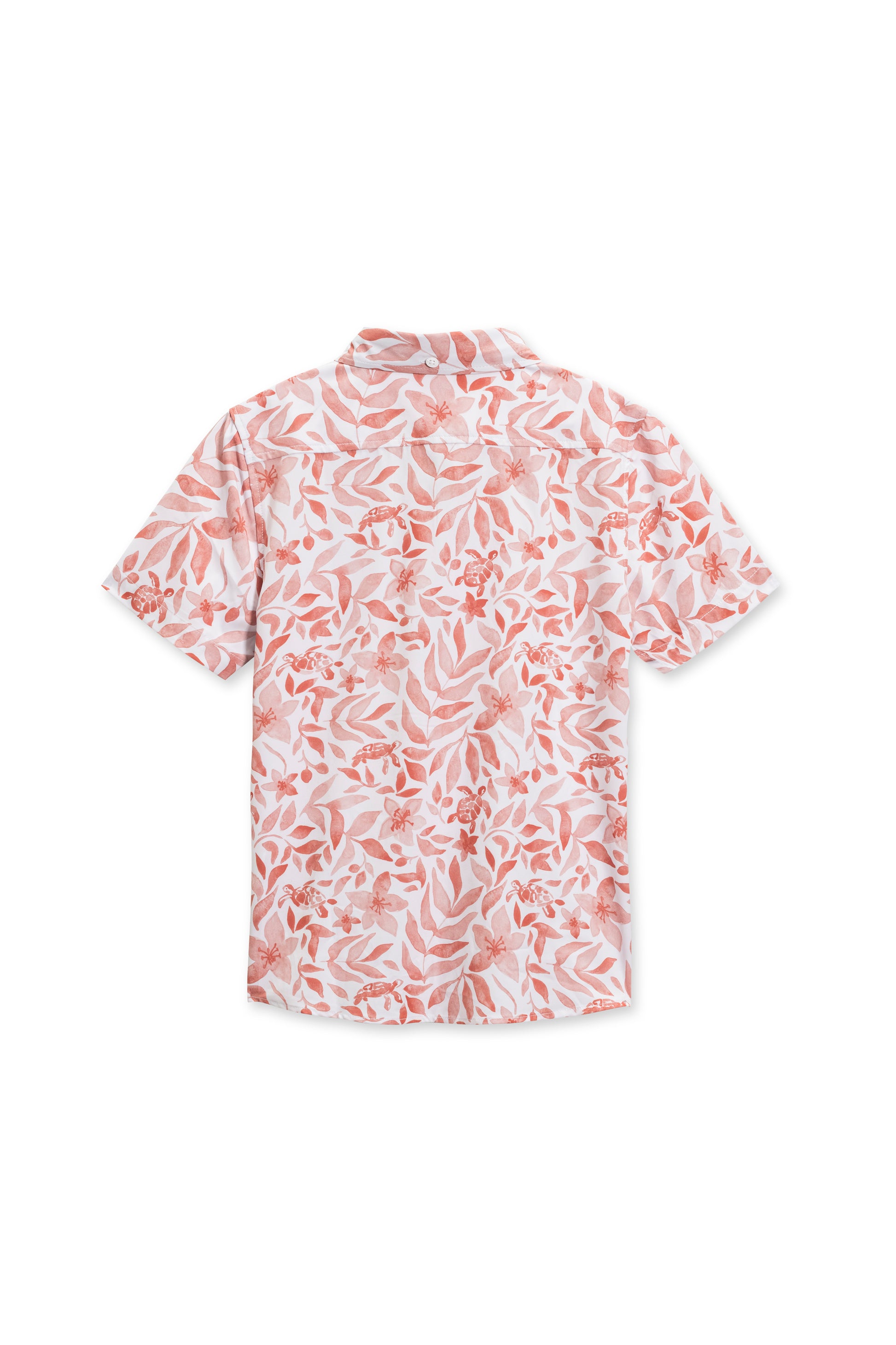 Boys vintage stretch button down in orange turtle back view