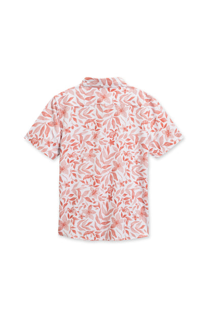 Boys vintage stretch button down in orange turtle back view