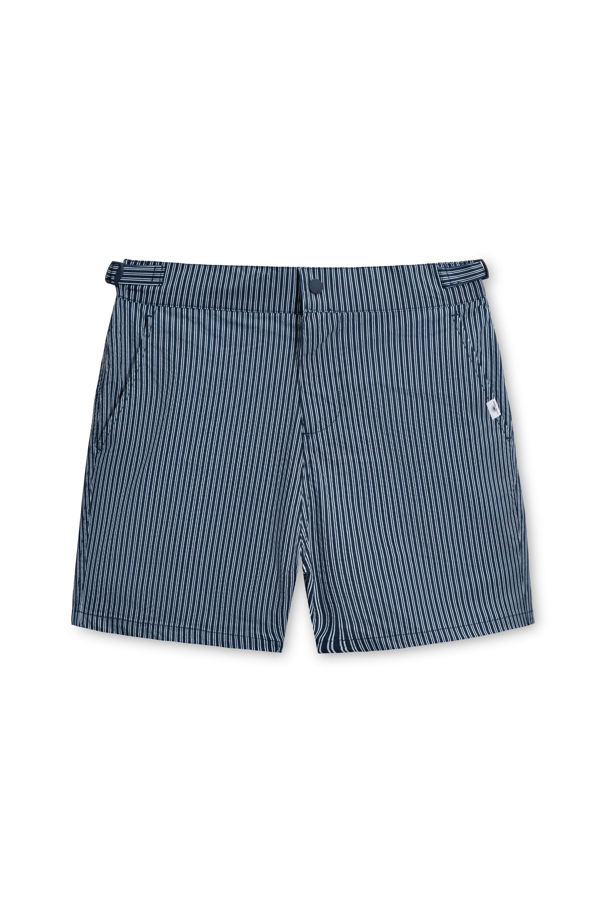 Micro seersucker trunk in navy front 
view