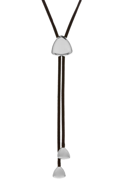 Diana suede necklace in silver and brown necklace view