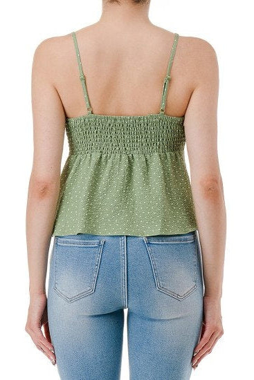 Parsley polka dot babydoll crop cami back