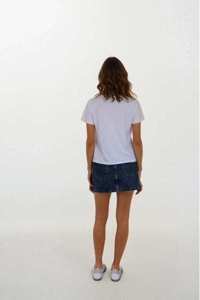 White tee back view