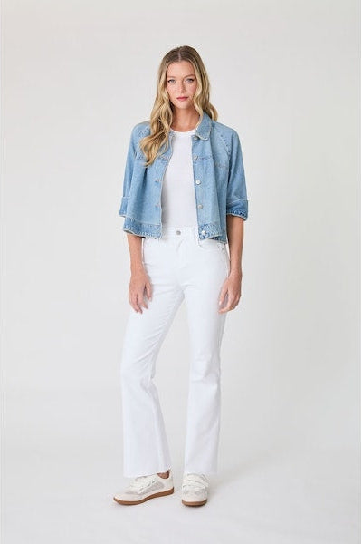 CLAUDIA FLARE Stillwater white flare jeans, front view